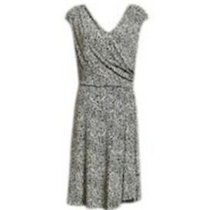 Lauren Ralph Lauren Dress Black White Print V-Neck Knee Length Size 12